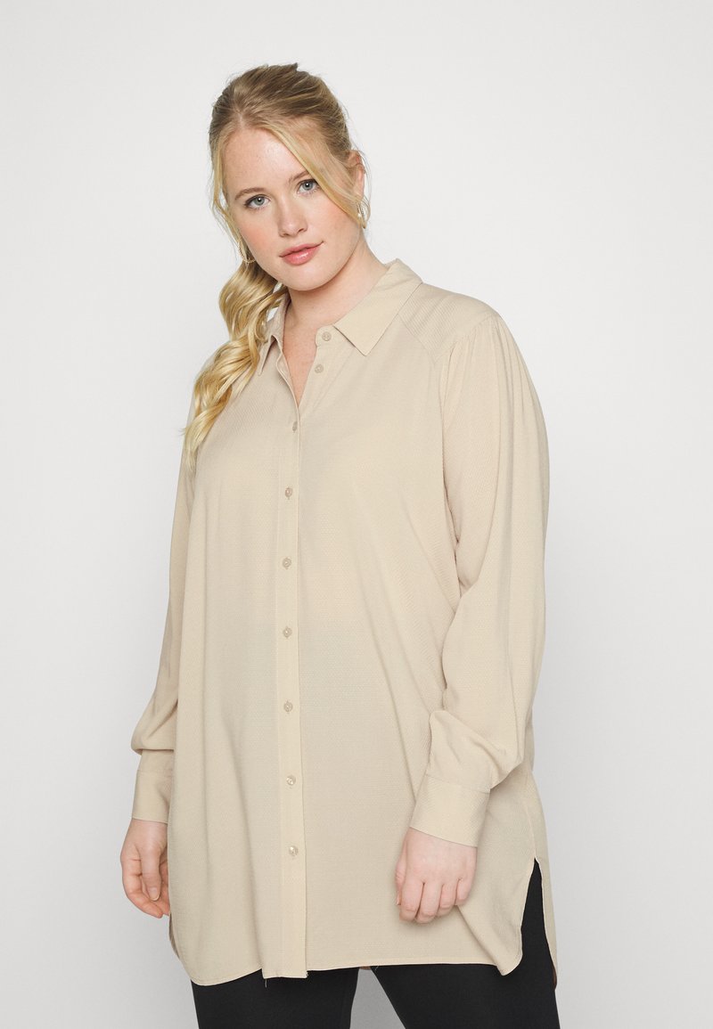 EVOKED VILA VIZUGI LONG SHIRT - Blusa - cement