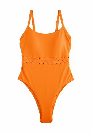 LATTICE TUMMY CONTROL SCOOP NECK - Badpak - mango orange