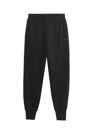 Pantaloni sportivi neri realizzati in tessuto morbido con cintura e polsini elastici. Presentano un piccolo dettaglio con logo sulla coscia sinistra.