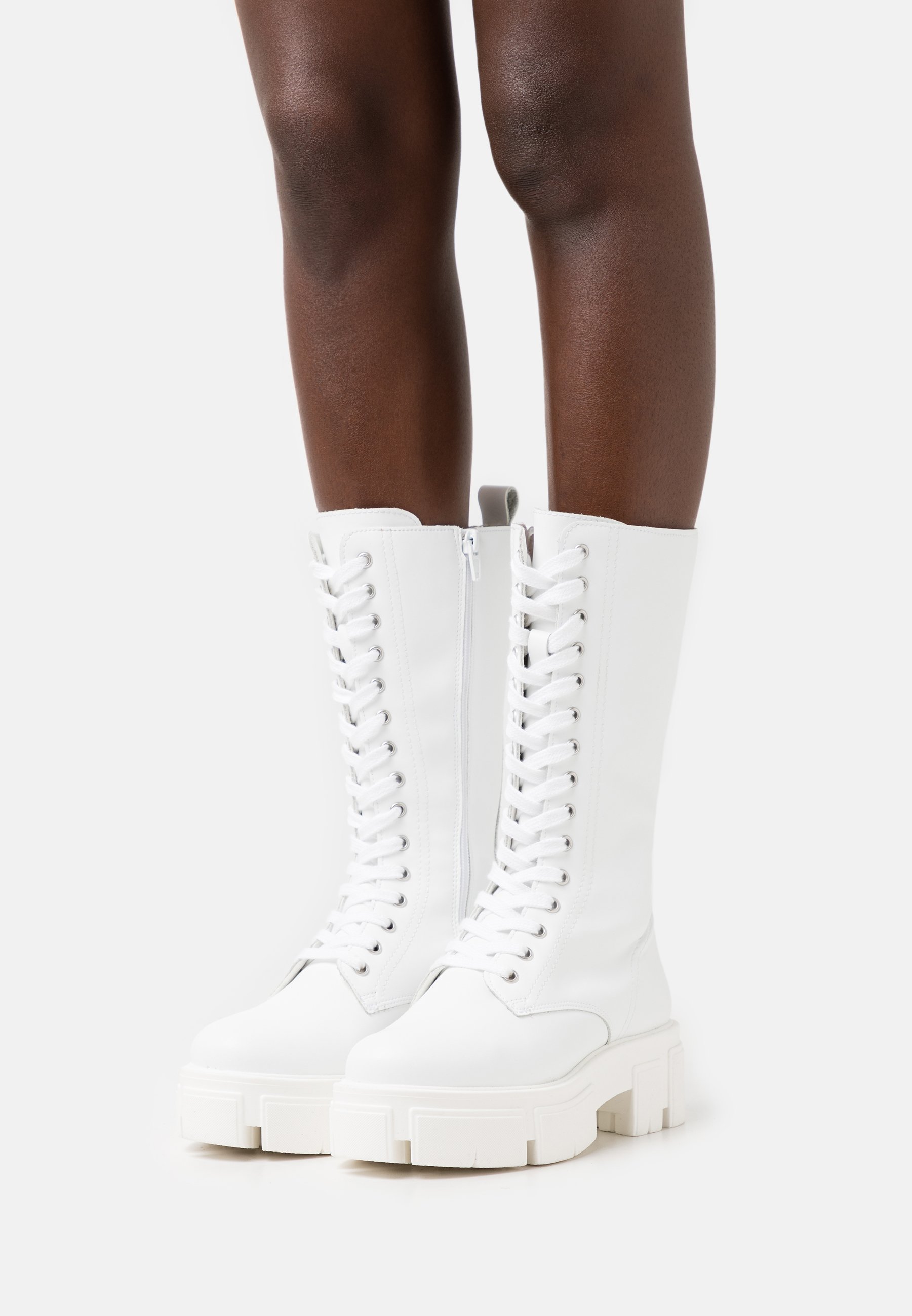 white platform combat boots