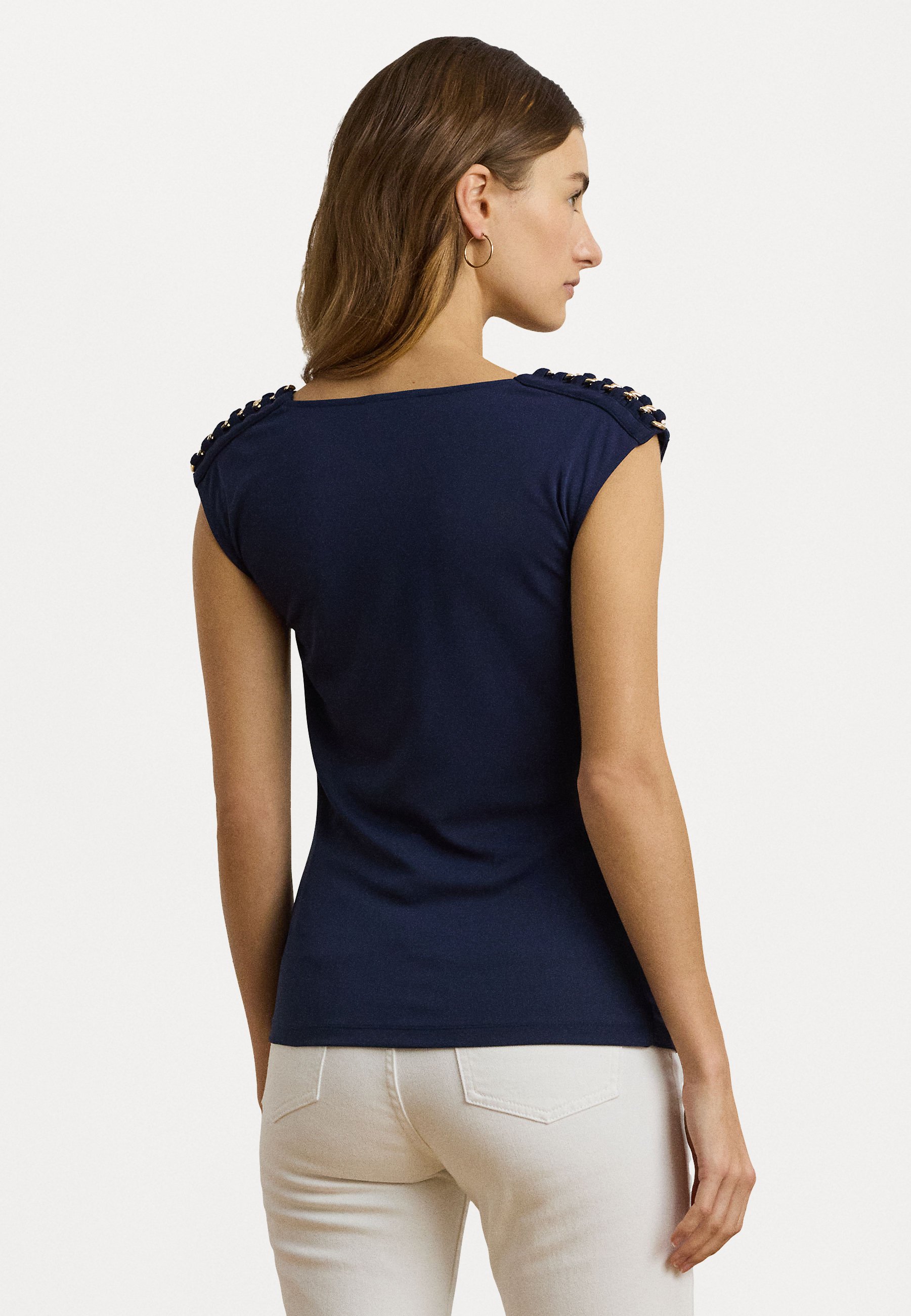 売れ筋商品|||ラルフローレン Tシャツ レディース トップス PRIYANNE JERSEY SLEEVELESS COWLNECK TOP - Print T-shirt - mascarpone cream 02360a9928e4469e8a4cbb1fc0641f
