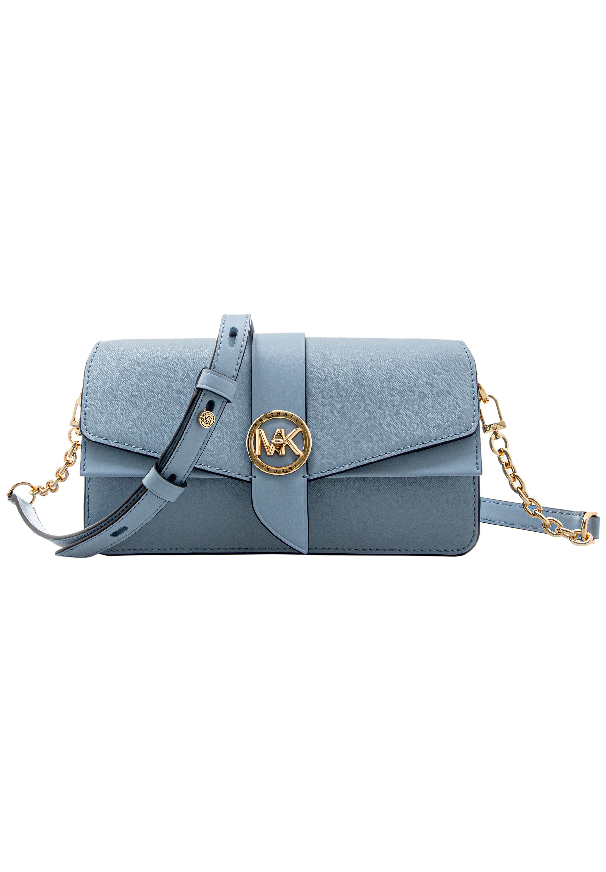 Borsa con tracolla michael kors jet set travel in pelle saffiano azzurra -  Stileo.it