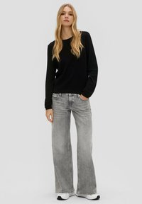 QS MIT DOBBY STRUKTUR - Strickpullover - schwarz