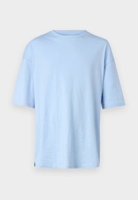 Light blue short-sleeve t-shirt made from soft cotton. Features a crew neckline and relaxed fit. No visible patterns or accents.
