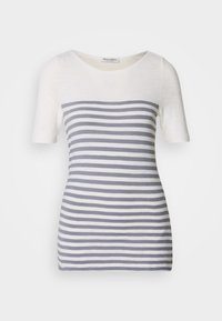 SHORT SLEEVE BOAT NECK STRIPED - Potiskana majica - white/light blue