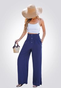 Cupshe BREEZY WIDE-LEG - Pantalon classique - dark blue