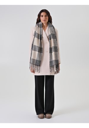 Rinascimento A QUADRI BICOLORE CON FRANGE - Écharpe - beige