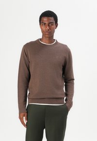 TOM TAILOR BASIC CREWNECK - Pullover - dark taupe melange