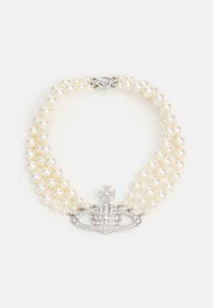 THREE ROW RELIEF CHOKER - Halskæder - silver-coloured/white