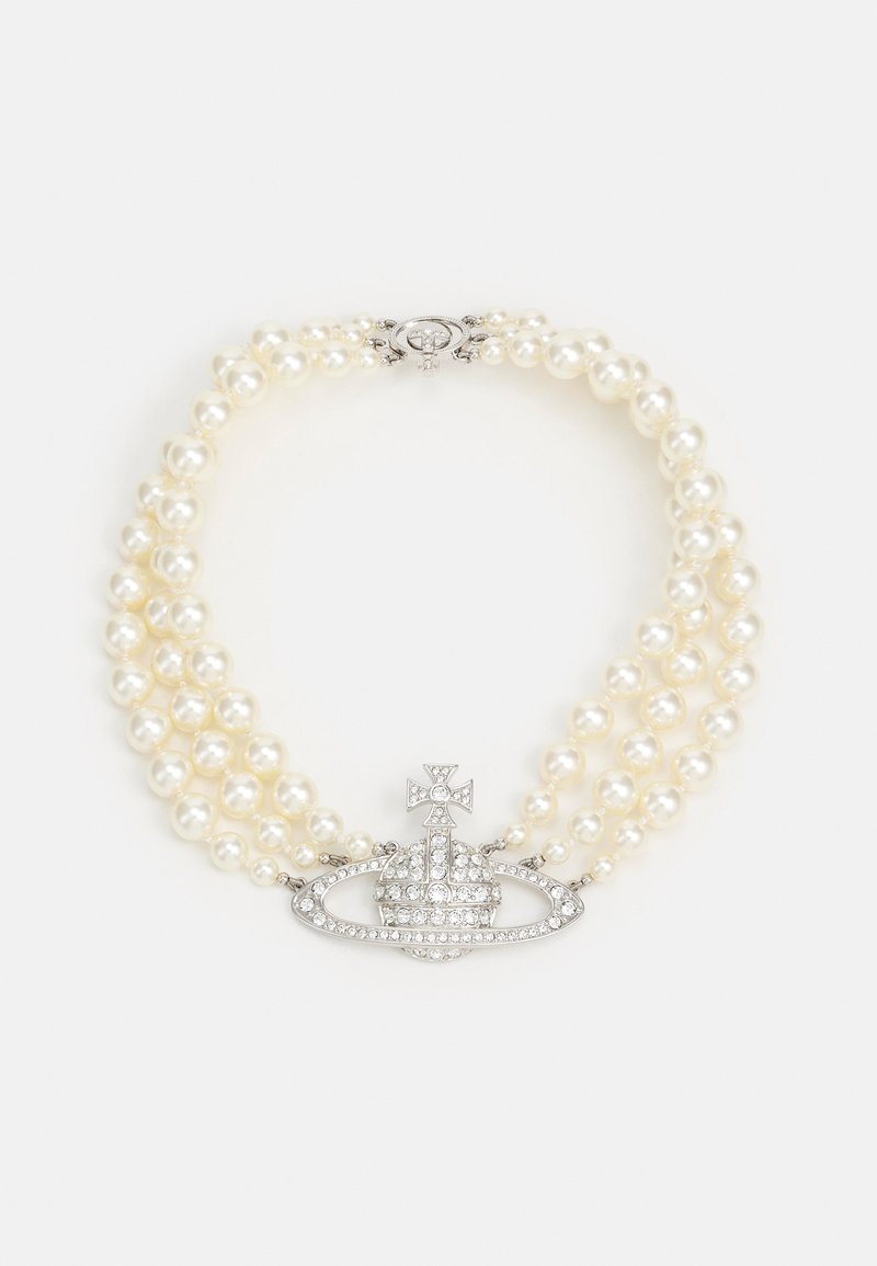 Vivienne Westwood - THREE ROW RELIEF CHOKER - Necklace - silver-coloured/white, Enlarge