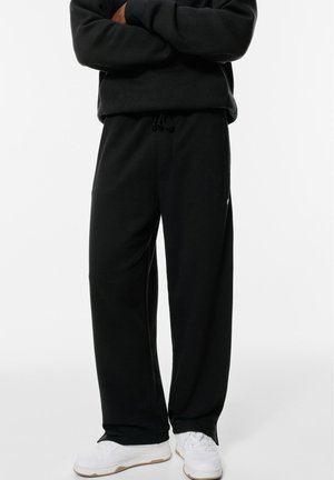 PULL&BEAR WIDE LEG - Träningsbyxor - black