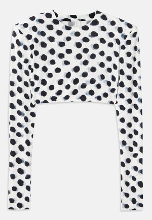Norma Kamali CROPPED SHOULDER PAD LONG SLEEVE CREW - T-shirt à manches longues - black/white