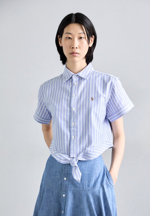 COTTON OXFORD TIE FRONT CROPPED SHIRT - Button-down blouse