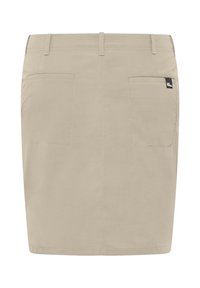 Gonna beige dalla forma dritta, con due tasche posteriori e un'etichetta tessuta. Realizzata in un tessuto morbido con una leggera texture.