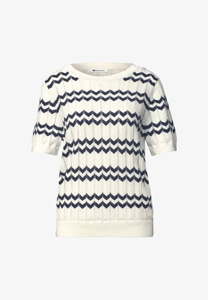 Street One, KURZARM-PULLOVER MIT ZICK-ZACK-MUSTER - T-shirts print - off white