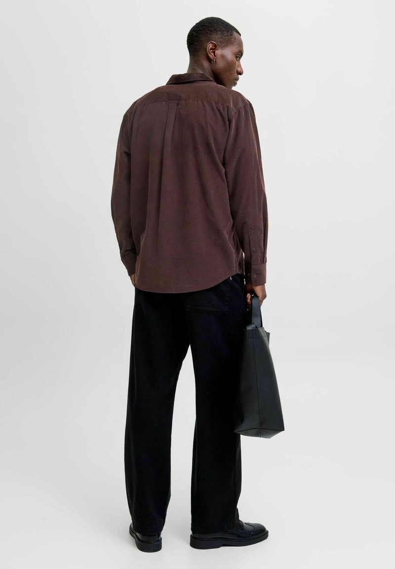 brown dress shirt with black pants The Shirt by Rochelle Behrens The Boyfriend Shirt Black / L main image 0