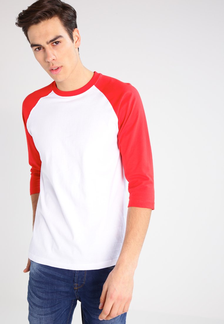 Urban Classics CONTRAST 3/4 SLEEVE RAGLAN - Hosszú ujjú felső - white/red