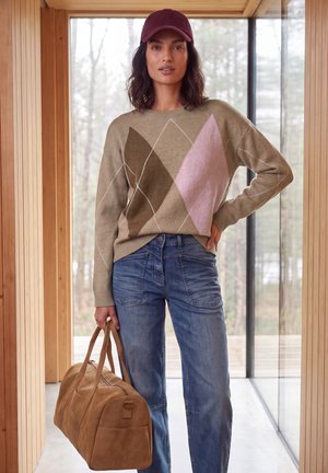 Cecil, ROUND NECK SWEATER WITH AN ARGYLE PATTERN - Pullover - creamy mocha melange