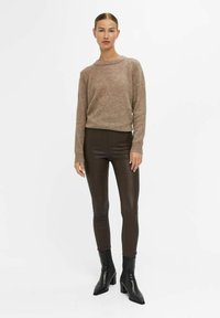 Object OBJBELLE COATED - Tajice-hlače - mottled dark brown