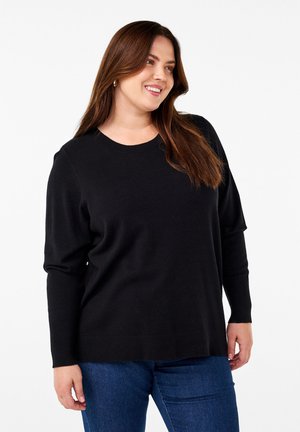 Zizzi FLASH MIT RUNDHALSAUSSCHNITT - Neule - black
