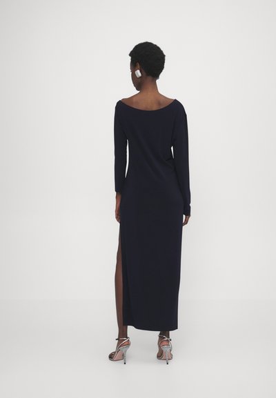 Norma Kamali LONG SLEEVE DROP SHOULDER SIDE SLIT GOWN - Jersey dress - true navy