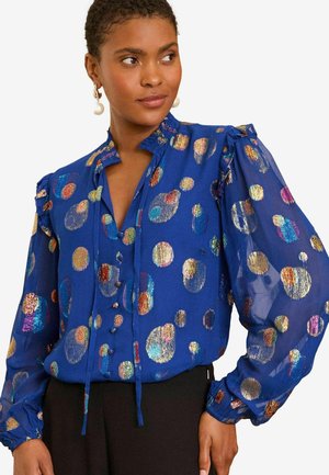 Love & Roses RUFFLE TIE NECK LONG SLEEVE - REGULAR FIT - Košilová halenka  - blue