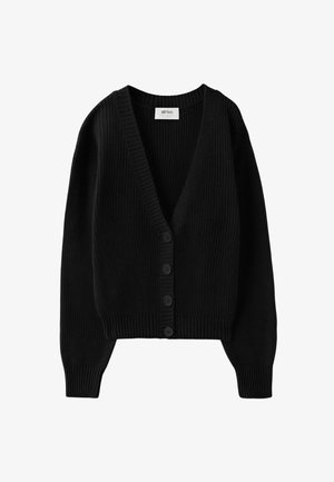 Stradivarius, V-NECK KNIT CARDIGAN - Gilet - black