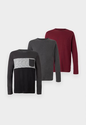 3 PACK - Μπλούζα με μακριά μανίκια - true black/zinfandel