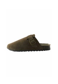 BORG LINED CLOSED TOE REGULAR FIT - Pantofle - khaki green