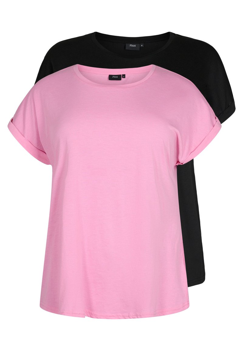 Zizzi 2-PACK SHORT SLEEVED - Paprasti marškinėliai - rosebloom   black