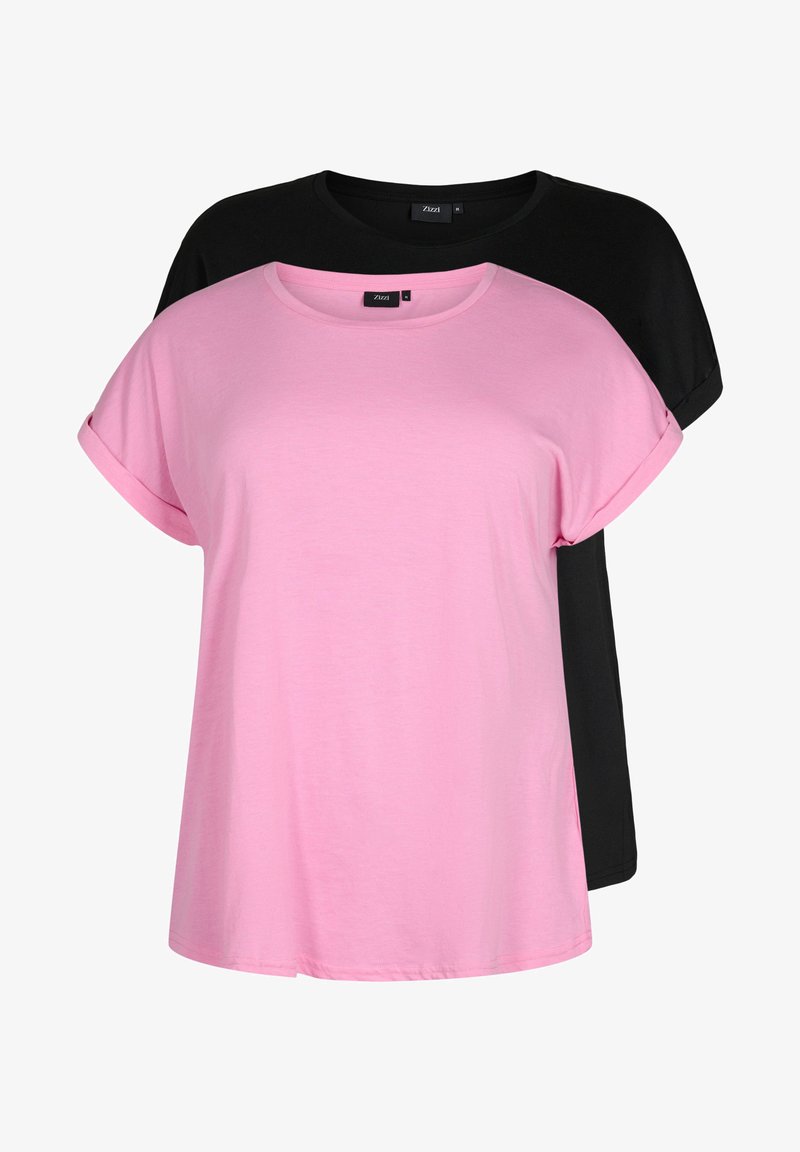 Zizzi 2-PACK SHORT SLEEVED - Základné tričko - rosebloom black
