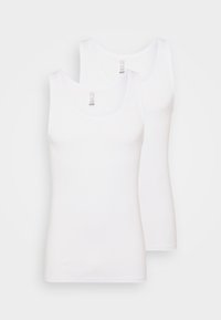 Dva bijela majica bez rukava od mekog pamučnog materijala, s okruglim izrezom i bez vidljivih uzoraka ili akcenta.