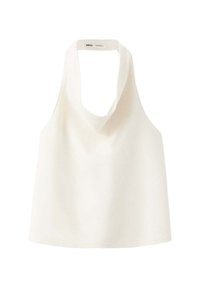 Haut blanc sans manches à col bénitier et coupe ample, en tissu doux.