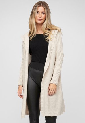 LONGFORM WITH HOOD - Cardigan - beige