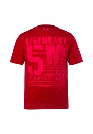 Men Plus, MEN+ T-SHIRT, HALBARM, BAUCHFIT, BRUSTPRINT, BIS 8 XL - T-shirt print - ruby red