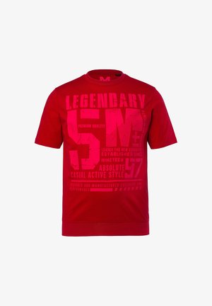 Men Plus, MEN+ T-SHIRT, HALBARM, BAUCHFIT, BRUSTPRINT, BIS 8 XL - T-shirt print - ruby red