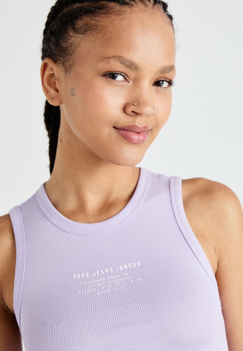 Pepe Jeans T-Shirt Donna Violette – Maglia A Manica Corta In Blu, Scollo A V, Morbida In Cotone Ed Elastan, Taglia S