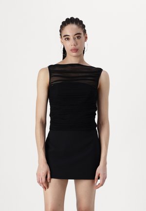 BARE RUCHED MESH BODYSUIT - Top - black beauty