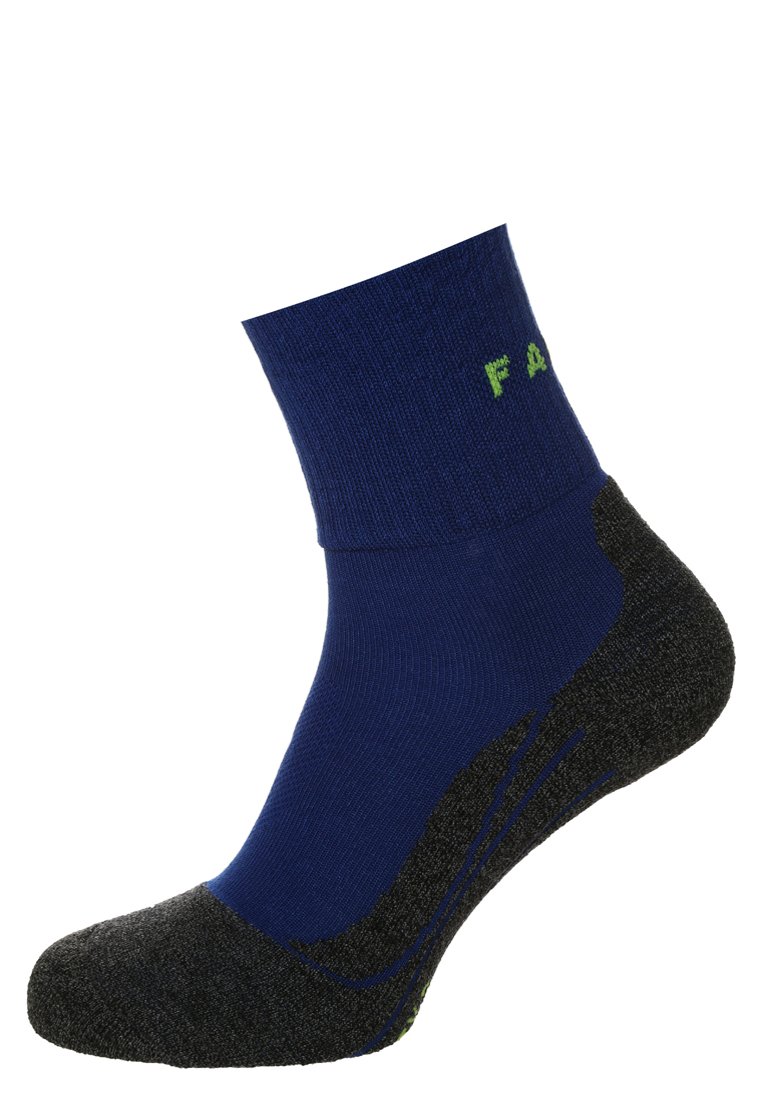 Marineblaue Socke mit grauem Zehen- und Fersenbereich. Mit geripptem oberen Teil und grünem Logo am Bund. Entworfen mit verstärkter Polsterung für Komfort.