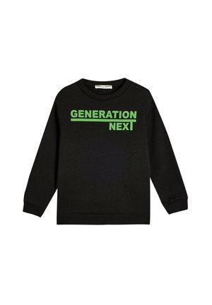Sudadera negra de manga larga. Presenta el texto verde "GENERATION NEXT" en el pecho. Confeccionada en una tela suave con puños de canalé.