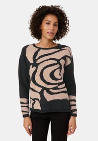 Gerry Weber MIT WOLLANTEIL - Strickpullover - black   camel melange intarsia