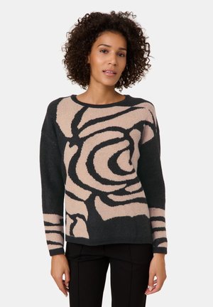 Gerry Weber MIT WOLLANTEIL - Jumper - black   camel melange intarsia