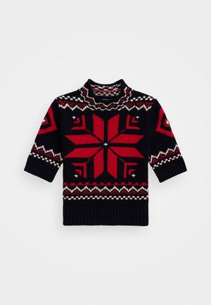 Polo Ralph Lauren SNOWFLAKE-MOTIF WOOL-BLEND - T-Shirt print - navy/red