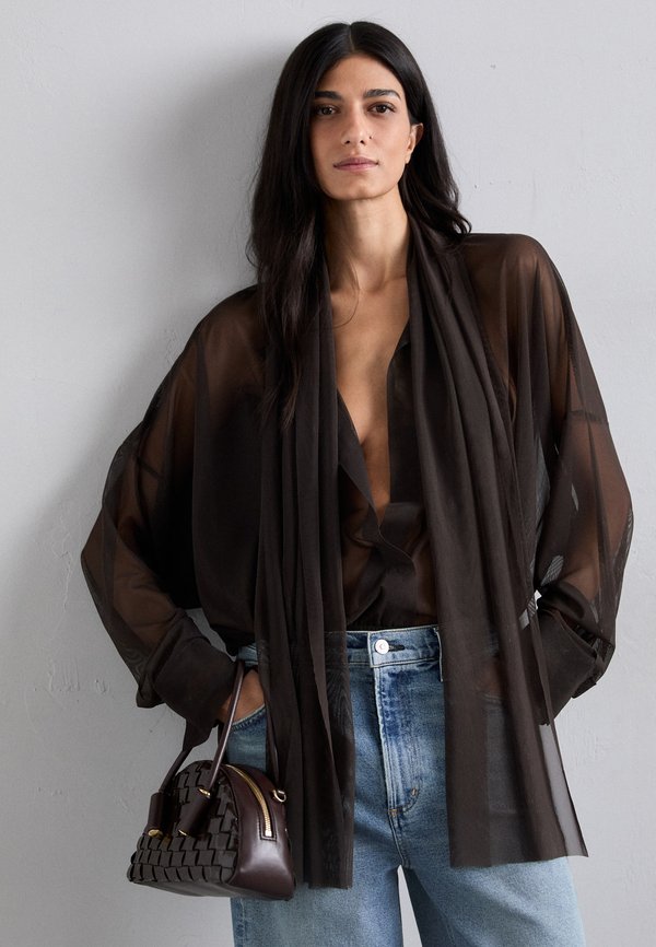 SUPER OVERSIZED BODYSUIT BOW - Blouse - espresso4