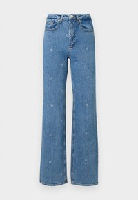 VMTESSA WIDE HEARTS - Wide leg - medium blue denim
