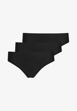 Schwarze Baumwollmischung Unterwäsche in nahtlosem Design, mit mittelhohem Bund und glatter Textur. Set aus drei Teilen.