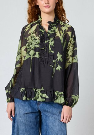 Bluse - green leaf