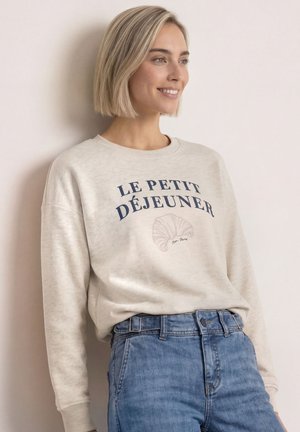 Street One LANGARM SWEATSHIRT MIT WORDING - Sweatshirt - stone sand mel.