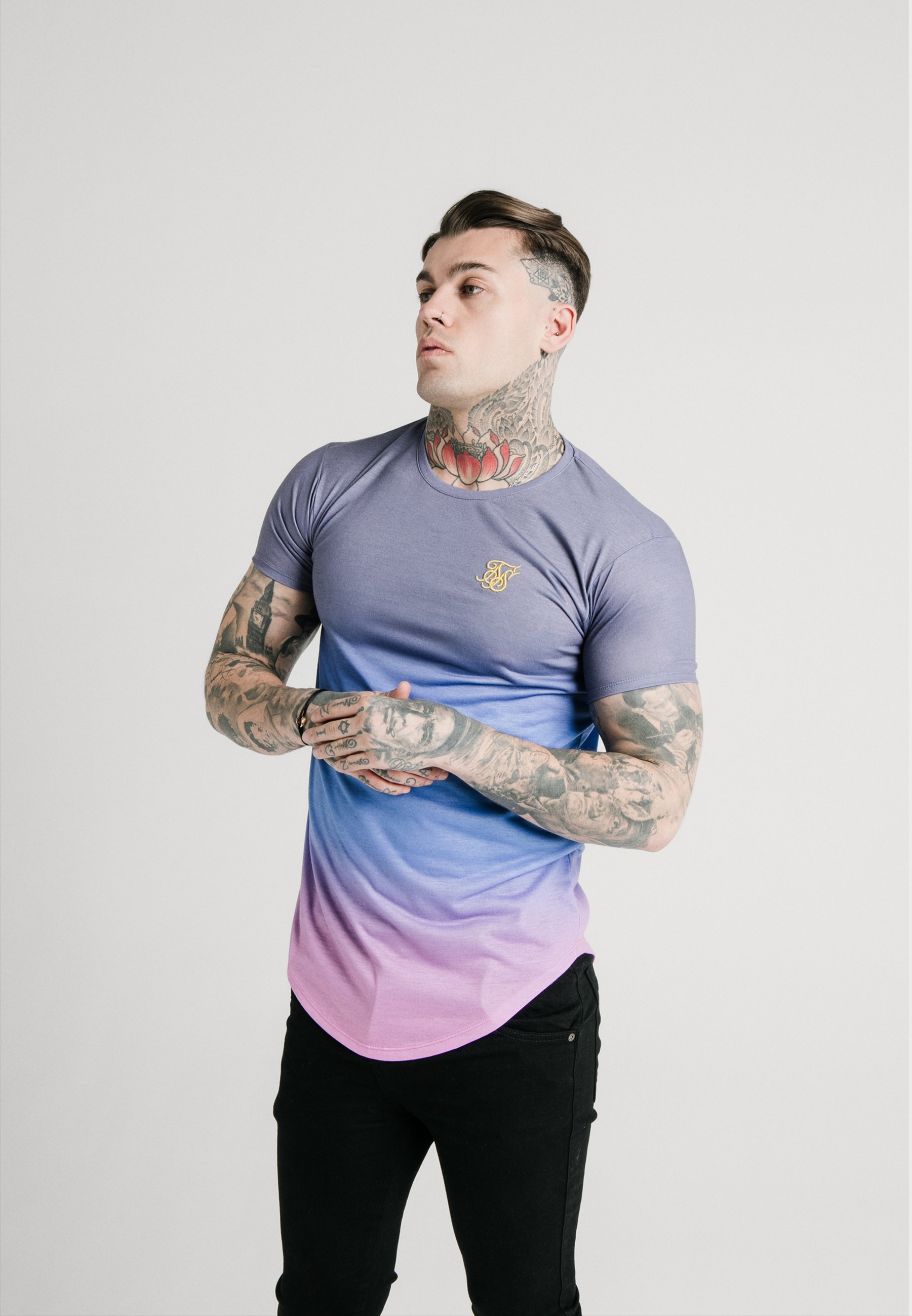 SIKSILK CURVED HEM FADE TEE T shirts med print tri neon SIKSILK CURVED HEM FADE TEE - T-shirts med print - tri neon