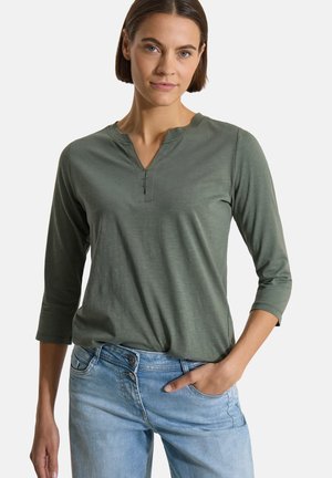 Cecil, 3/4-SLEEVE TOP WITH SPLIT NECK AND ELASTICATED HEM - Blouse - dried olive green